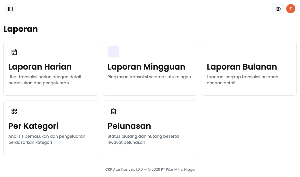 Halaman laporan keuangan