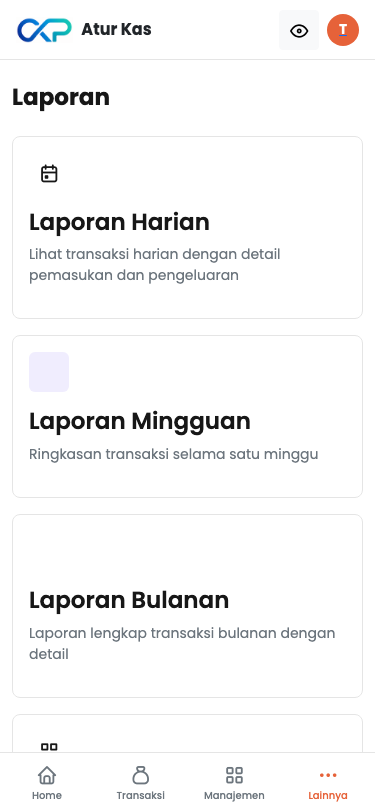 Halaman laporan keuangan