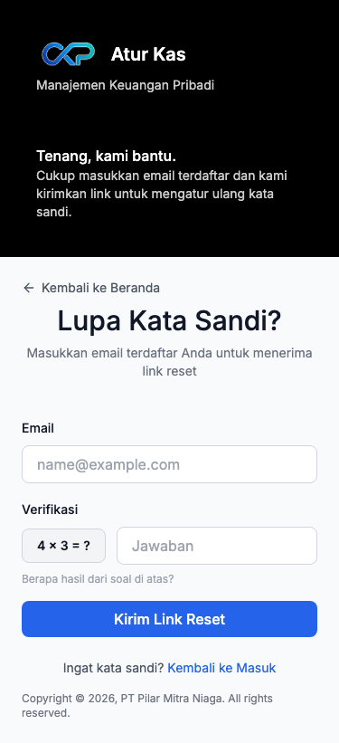 Formulir permintaan reset kata sandi