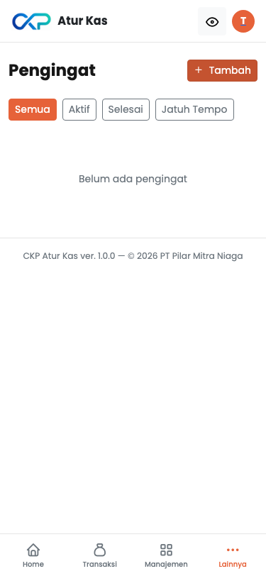 Formulir pembuatan pengingat