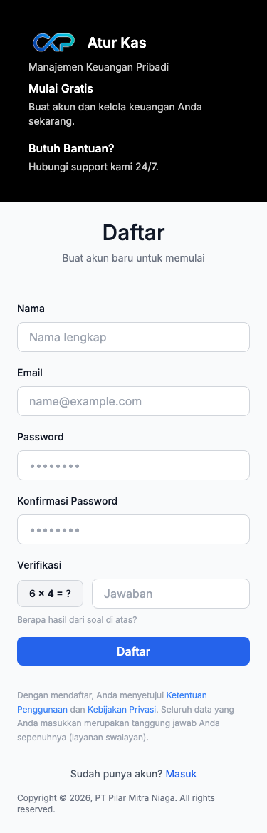 Formulir pendaftaran CKP Atur Kas