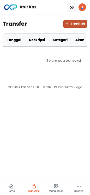Formulir transfer antar akun