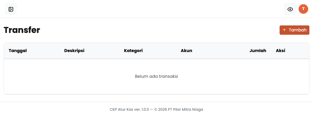 Formulir transfer antar akun