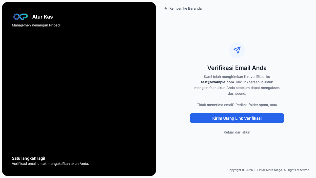 Halaman tunggu verifikasi email